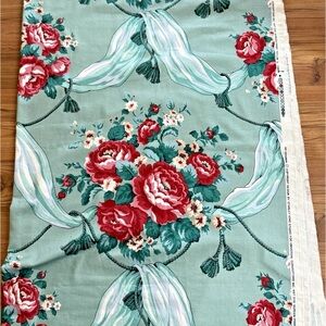 VTG Stanley King Studio Decorator Fabric Teal Floral 2 yards + 11" L x 54" W
